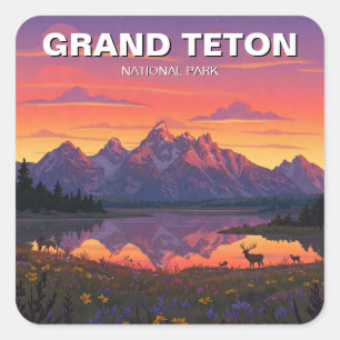 Sticker Carré Elk dans le parc national de Grand Teton