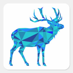 Sticker Carré Elk géométrique bleu