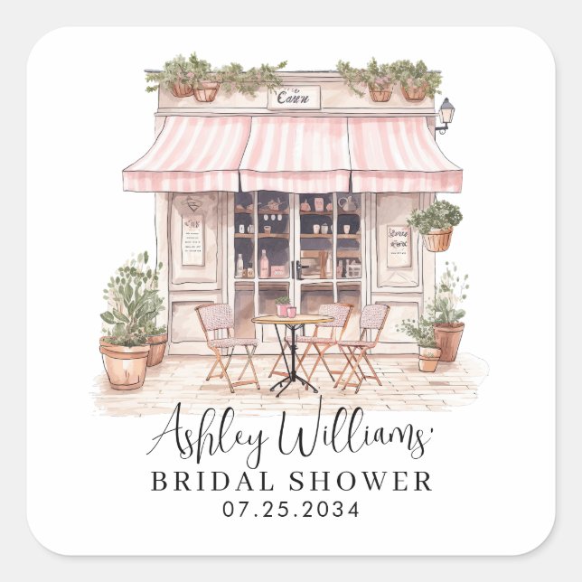 Sticker Carré Elle a dit oui Oui Café Parisien Mariage (Devant)