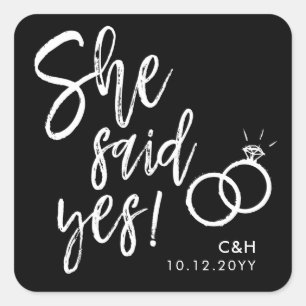 Sticker Carré Elle A Dit Oui !   Script de partie d'engagement n