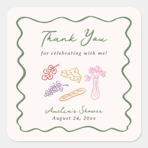 Sticker Carré Elle est hors du marché Gras & Fantaisiste Dessin 