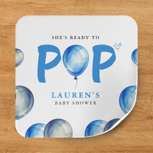 Sticker Carré Elle est prête à faire des ballons Baby shower de