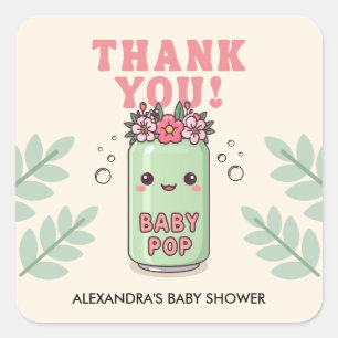 Sticker Carré Elle est prête à mettre bas Baby Shower Bohème Mer
