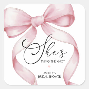 Sticker Carré Elle Noue Le Nœud Coquette Bridal Shower Personne