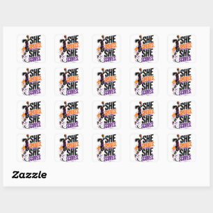 Sticker Carré Elle Tire Elle Marque Basket-ball Féminin