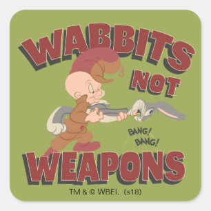 Sticker Carré ELMER FUDD™ & BUGS BUNNY™ "Wabbits Not Arms"