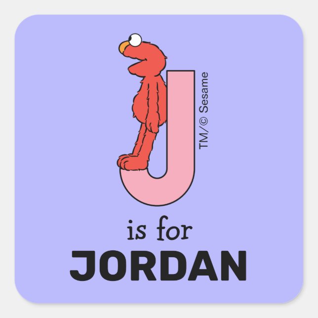 Sticker Carré Elmo Alphabet | J rose (Devant)