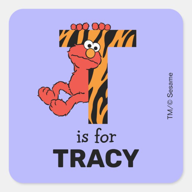 Sticker Carré Elmo Alphabet | T Tigre (Devant)