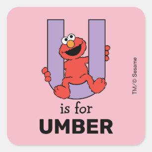 Sticker Carré Elmo Alphabet U violet
