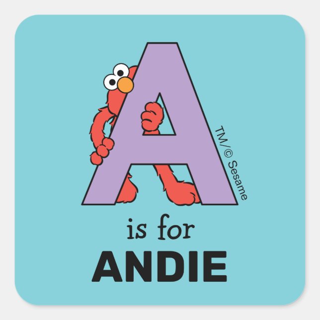 Sticker Carré Elmo Alphabet | Un violet (Devant)