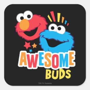 Sticker Carré Elmo et Cookie Awesome Buds