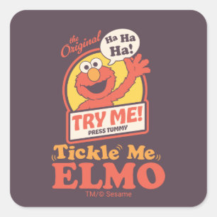 Sticker Carré Elmo qui fait coucou graphique rétro Tickle Me Elm