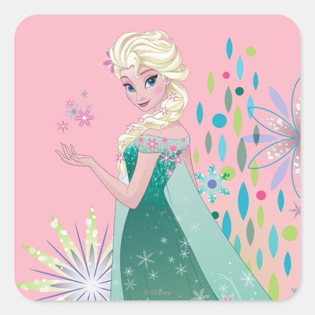 Sticker Carré Elsa | Souhait d'été avec fleurs (Devant)