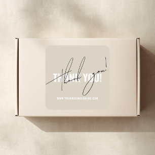 Sticker Carré Emballage beige moderne merci