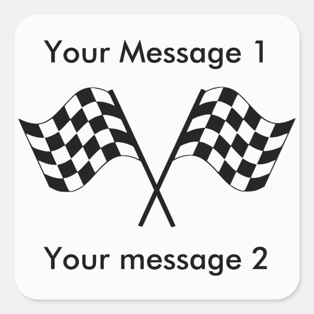 Sticker Carré Emballage Checkered de drapeaux personnalisé (Devant)