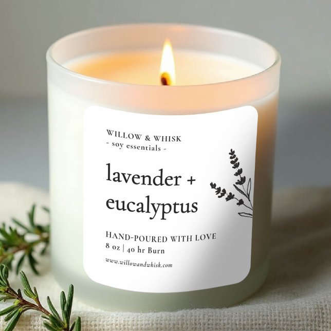 Sticker Carré Emballage de bougies Botanique Artiste Artiste Art (handmade artisanal homemade candle soap label gifting christmas bridal baby shower modern botanical)