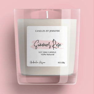 Sticker Carré Emballage de bougies de script moderne rose fémini