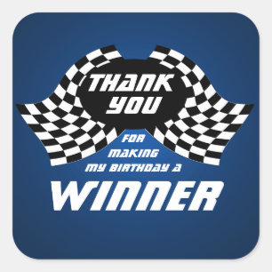 Sticker Carré Emballage du bleu de Merci de drapeaux