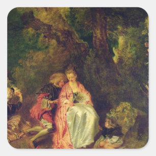 Sticker Carré Embarquement pour Cythera, c.1717