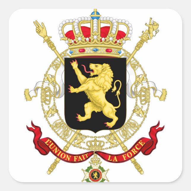 Sticker Carré Emblème belge - Coat of Arms of Belgium (Devant)