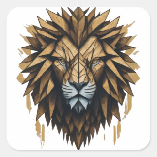 Sticker Carré Emblème de Lion en détresse Tee