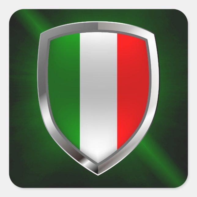 Sticker Carré Emblème métallique de l'Italie (Devant)