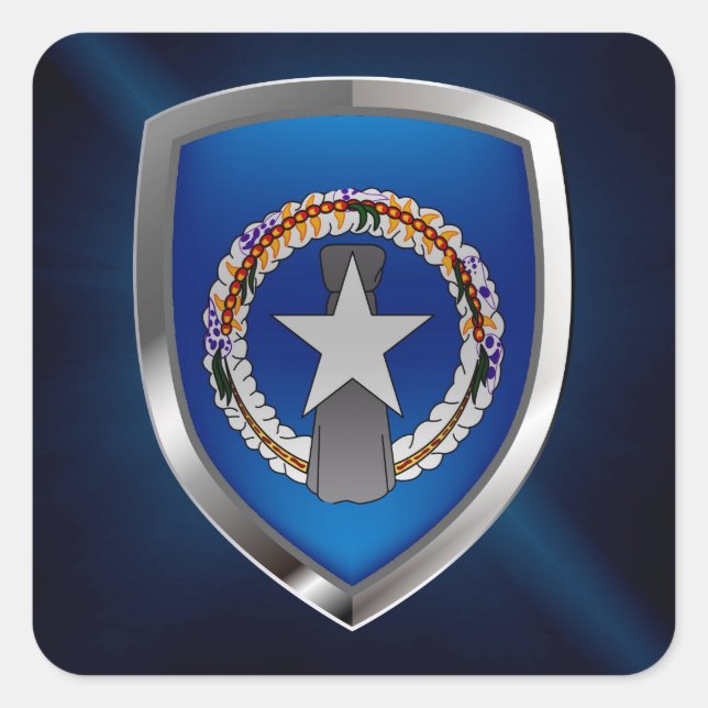 Sticker Carré Emblème métallique des îles Mariannes du Nord (Devant)