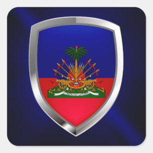 Sticker Carré Emblème métallique d'Haïti