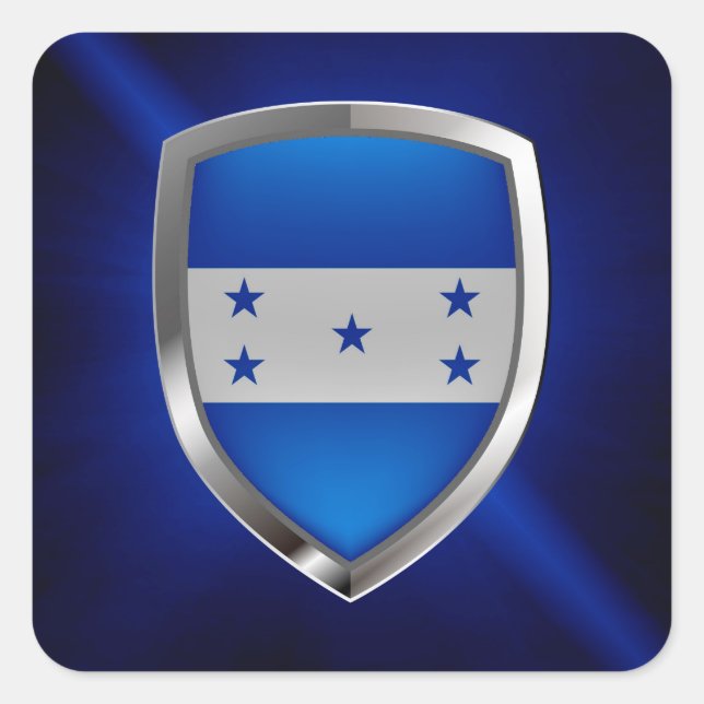 Sticker Carré Emblème métallique du Honduras (Devant)