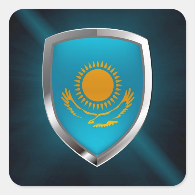 Sticker Carré Emblème métallique du Kazakhstan (Devant)