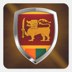 Sticker Carré Emblème métallique du Sri Lanka