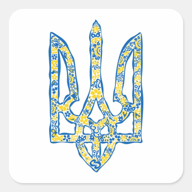 Sticker Carré Emblème national de l'Ukraine (Devant)