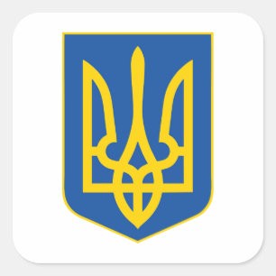 Sticker Carré emblème national de l'Ukraine drapeau symbole pays