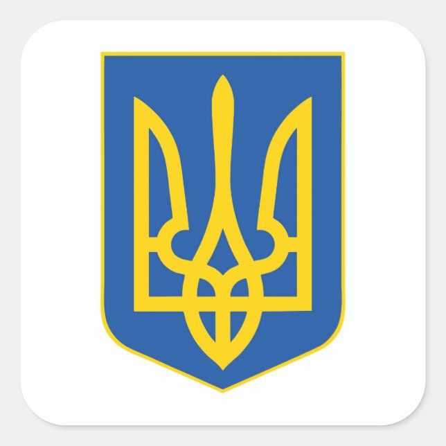 Sticker Carré emblème national de l'Ukraine drapeau symbole pays (Devant)