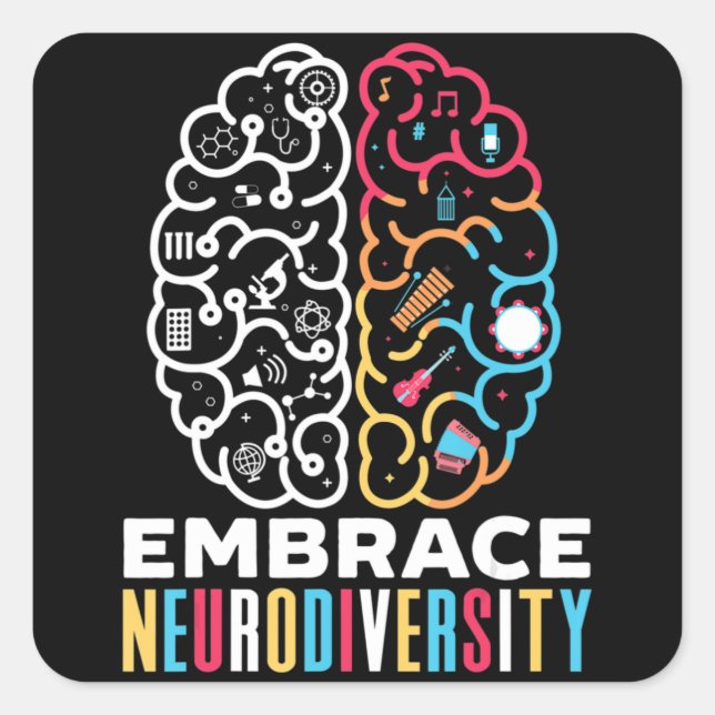 Sticker Carré Embrassez la conception de la neurodiversité pour  (Devant)