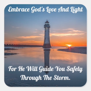 Sticker Carré Embrassez le phare de Dieu