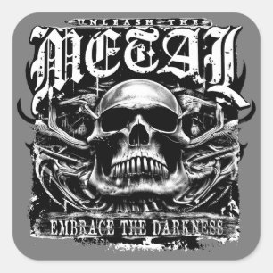 Sticker Carré Embrassez l'obscurité, lâchez le métal