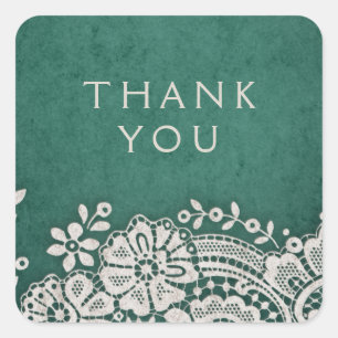 Sticker Carré Emerald élégante dentelle vintage rustique faveur 