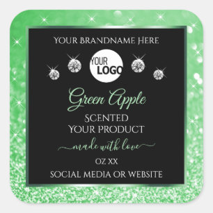 Sticker Carré Emerald Green Parties scintillant Black Product Ét