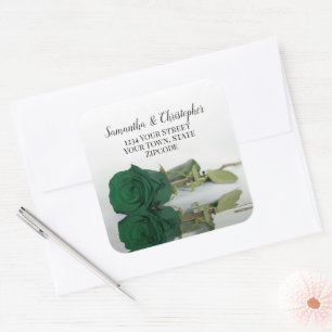 Sticker Carré Emerald Green Rose Retourner l'adresse Enveloppe S