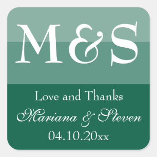 Sticker Carré Emerald Green Simple Modern Chic Script Mariage