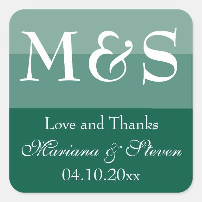 Sticker Carré Emerald Green Simple Modern Chic Script Mariage (Devant)