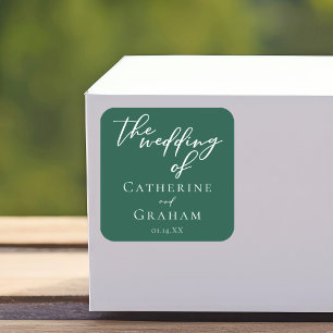 Sticker Carré Emerald Green Typographie Mariage forestier