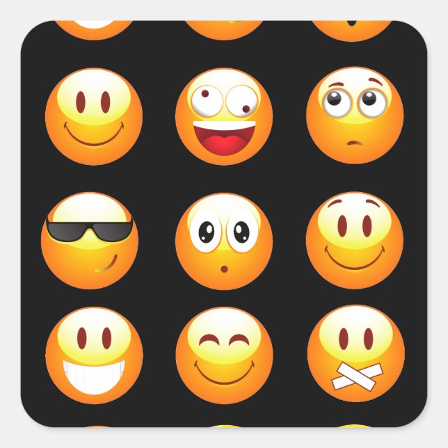 Sticker Carré emojis noir (Devant)