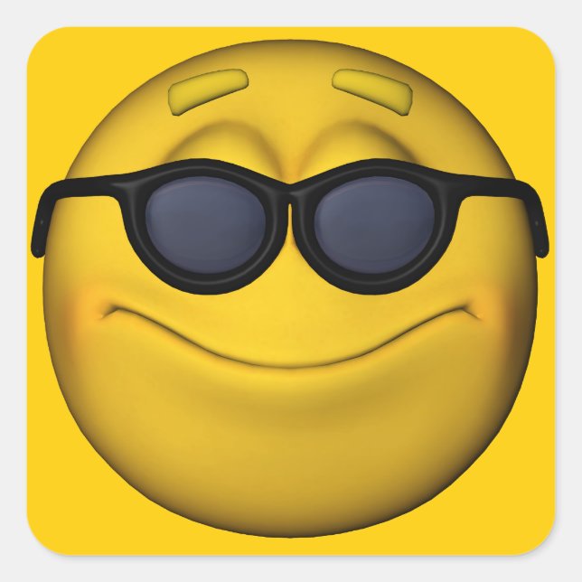 Sticker Carré Emoticon avec lunettes de soleil (Devant)