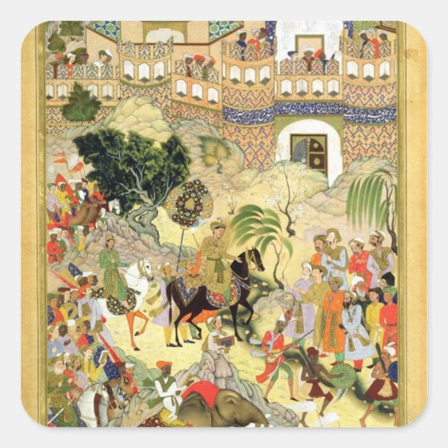 Sticker Carré Empereur Akbar's triumphant entry into Surat, frai (Devant)