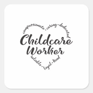 Sticker Carré Employé de garde d'enfants, prestataire de service