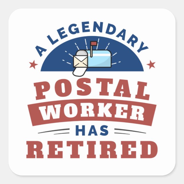 Sticker Carré Employé de poste retraité Mailman Gardien de retra (Devant)