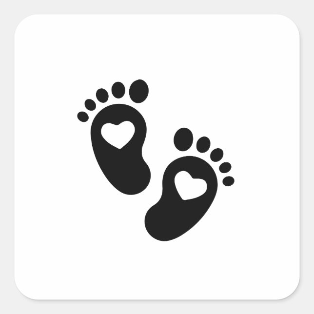 Sticker Carré Empreinte Coeur bébé, Pieds bébé (Devant)