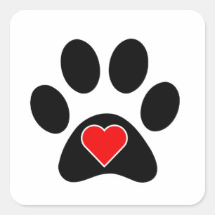 Sticker Carré Empreinte de patte de chien